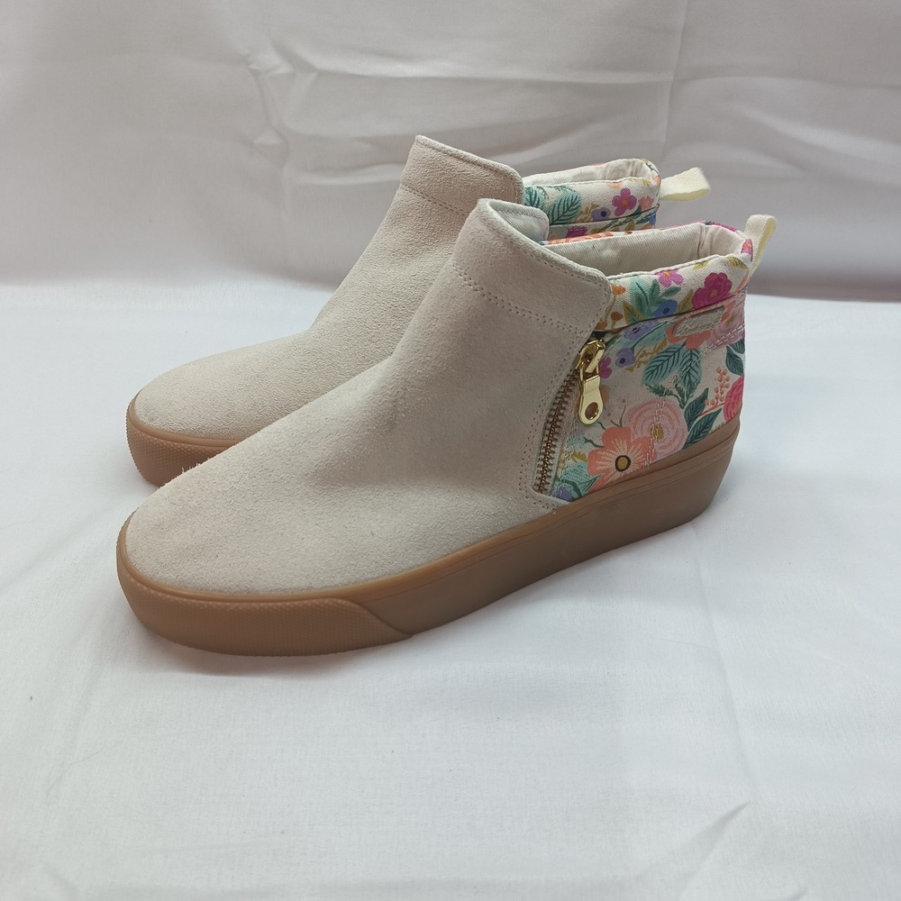 Keds x Rifle Paper Co Jump Kick Duo Floral Suede‎ Platform Boots Tan Womens 7.5